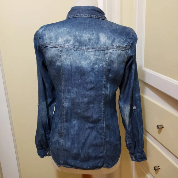 YMI Denim Shirt / Snap Button Down / Acid Washed / Size Medium - Picture 5 of 8